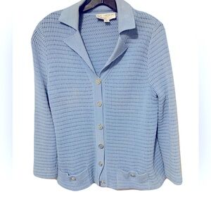 St. John Light Blue Textured Cardigan